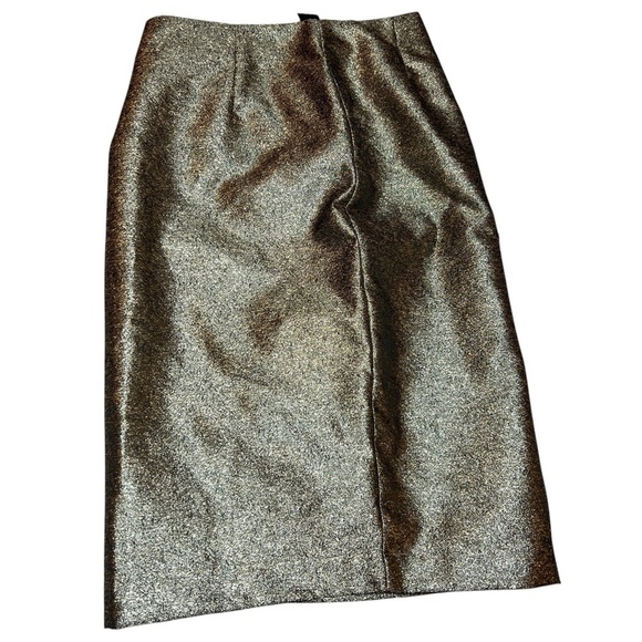 Worthington Gold Pebble Metallic Shimmer Pencil Holiday Celebration Classy Skirt - Picture 3 of 15